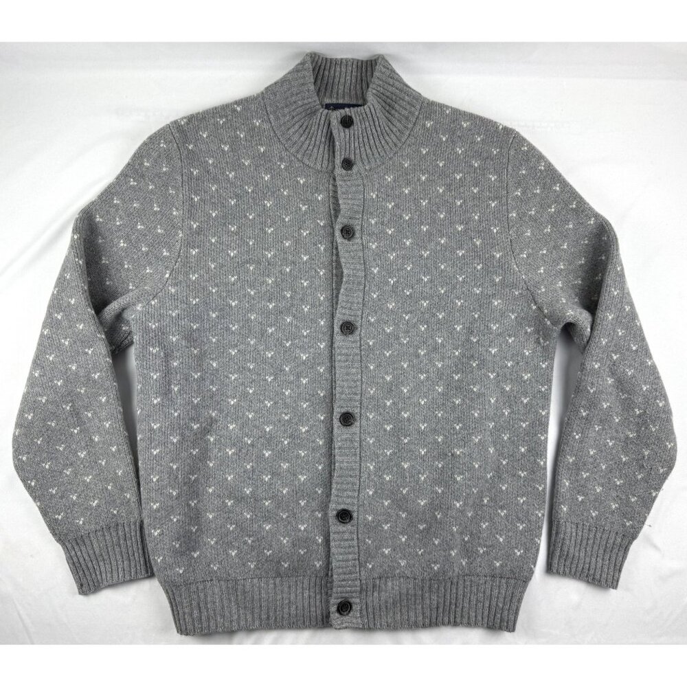 Brooks Brothers Men's L Cardigan Sweater Wool Blend Italian Yarn Gray